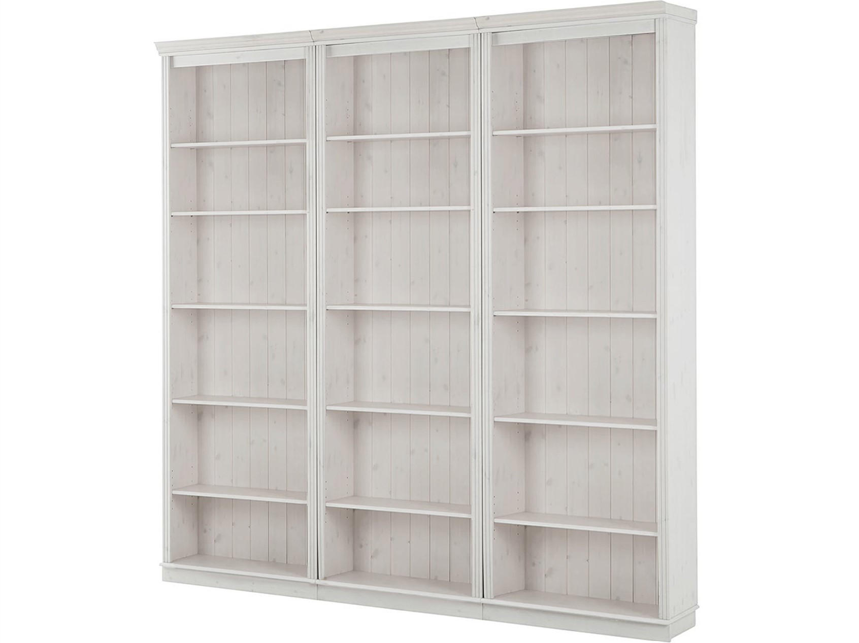 BÜCHERWAND Kiefer massiv Weiß, Kieferfarben  - Weiß/Kieferfarben, Design, Holz (223/222/34cm) - MID.YOU