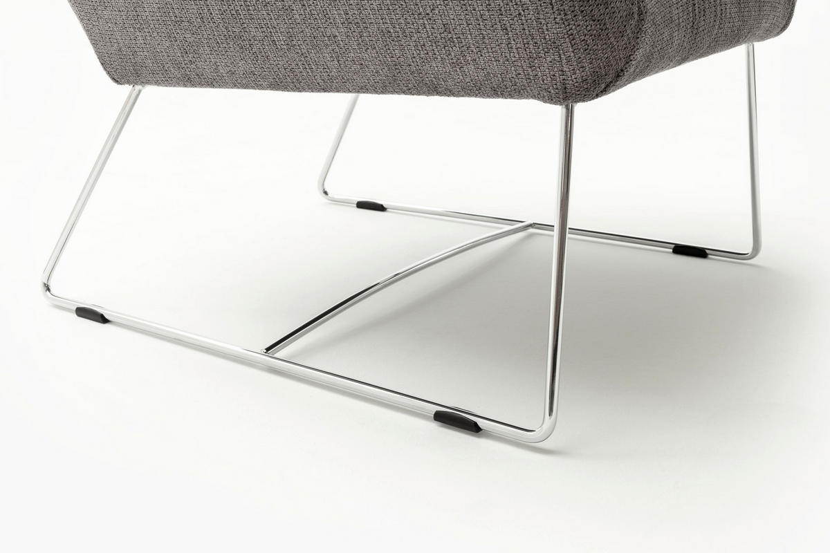 SESSEL Flachgewebe Dunkelgrau    - Chromfarben/Dunkelgrau, Design, Textil/Metall (82/102/81cm) - Pure Home Lifestyle