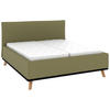 POLSTERBETT 180/200 cm,  in Olivgrün, Matratze, Lattenrost, Bettkasten, H2 + H3 = mittel + fest  - Eichefarben/Weiß, Design, Holz/Textil (180/200cm) - Musterring