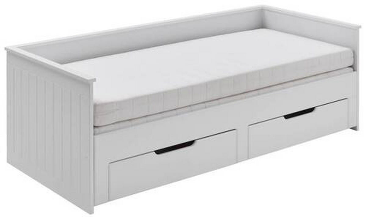 AUSZIEHBETT 90/200 cm  in Weiß  - Buchefarben/Weiß, Basics, Holz/Holzwerkstoff (90/200cm) - P & B