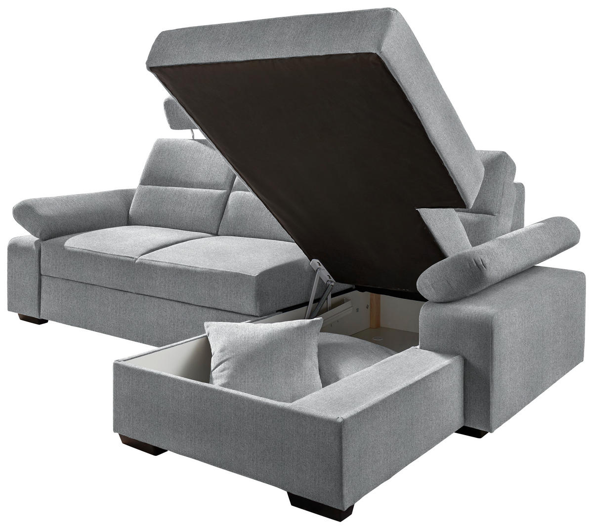 ECKSOFA Grau Webstoff  - Dunkelbraun/Grau, KONVENTIONELL, Kunststoff/Textil (258/166cm) - Cantus