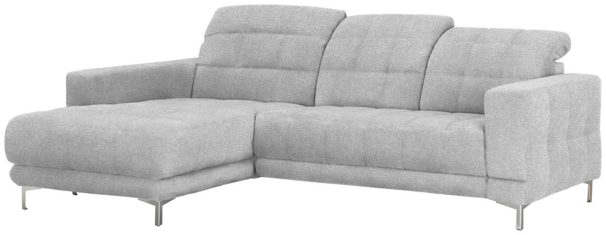 ECKSOFA in Webstoff Hellgrau  - Chromfarben/Hellgrau, Design, Textil/Metall (187/260cm) - Xora