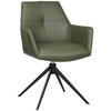 ARMLEHNSTUHL  Lederauswahl, Sitzfläche 360° drehbar, inklusive Armlehnen  Echtleder  - Schwarz/Grün, KONVENTIONELL, Leder/Metall (59,5/87,5/63cm) - Novel
