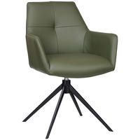 ARMLEHNSTUHL  Lederauswahl, Sitzfläche 360° drehbar, inklusive Armlehnen  Echtleder  - Schwarz/Grün, KONVENTIONELL, Leder/Metall (59,5/87,5/63cm) - Novel