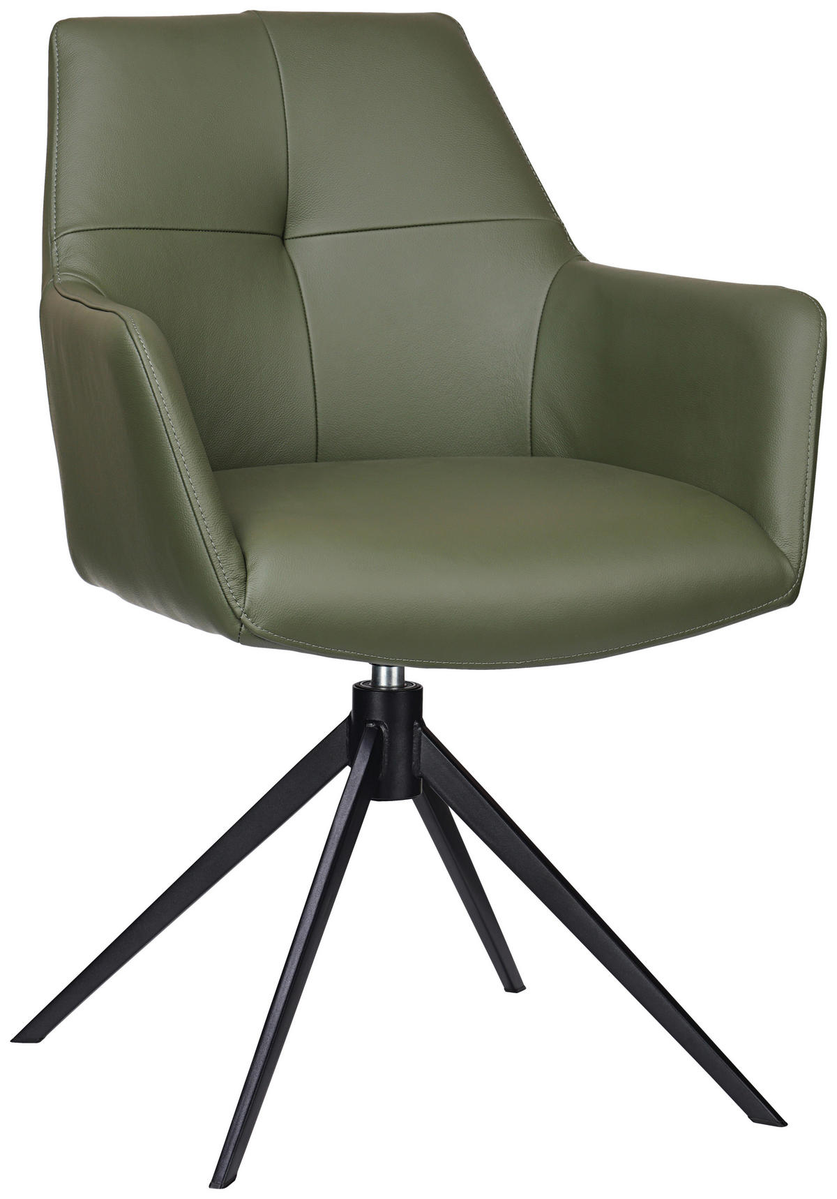 ARMLEHNSTUHL  Lederauswahl, Sitzfläche 360° drehbar, inklusive Armlehnen  Echtleder  - Schwarz/Grün, KONVENTIONELL, Leder/Metall (59,5/87,5/63cm) - Novel