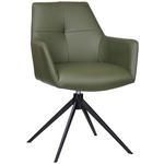 ARMLEHNSTUHL  Lederauswahl, Sitzfläche 360° drehbar, inklusive Armlehnen  Echtleder  - Schwarz/Grün, KONVENTIONELL, Leder/Metall (59,5/87,5/63cm) - Novel