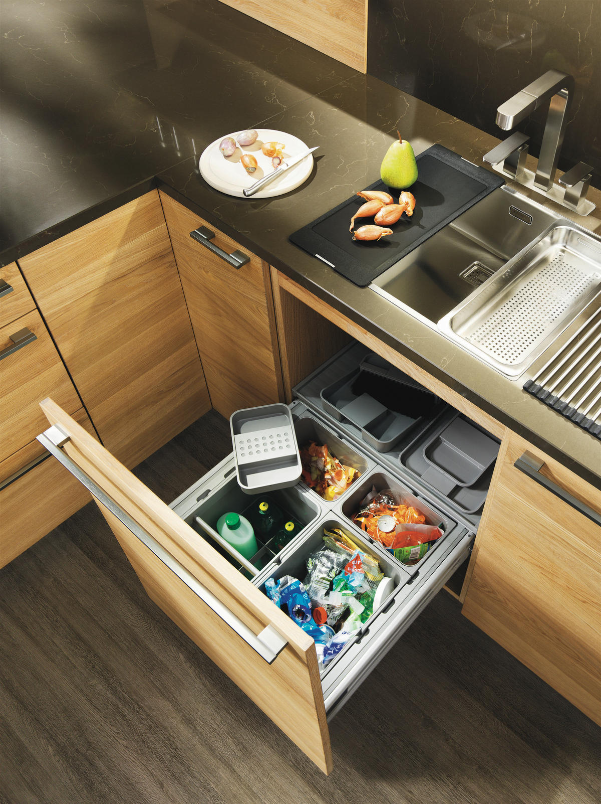 EINBAUKÜCHE   - Taupe/Eichefarben, Natur, Holz - TEAM 7