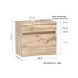 WASCHBECKENUNTERSCHRANK 61/55/40 cm  - Eiche Wotan/Silberfarben, Natur, Holzwerkstoff/Kunststoff (61/55/40cm) - Xora