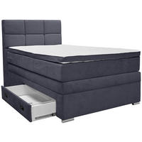 BOXSPRINGBETT 140/200 cm  in Dunkelblau  - Alufarben/Dunkelblau, Konventionell, Kunststoff/Textil (140/200cm) - Carryhome