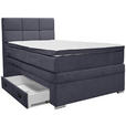 BOXSPRINGBETT 140/200 cm  in Dunkelblau  - Alufarben/Dunkelblau, KONVENTIONELL, Kunststoff/Textil (140/200cm) - Carryhome