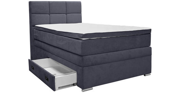 BOXSPRINGBETT 140/200 cm  in Dunkelblau  - Alufarben/Dunkelblau, KONVENTIONELL, Kunststoff/Textil (140/200cm) - Carryhome