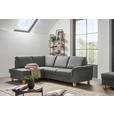 ECKSOFA Hellgrau Flachgewebe  - Eichefarben/Hellgrau, Design, Holz/Textil (185/253cm) - Cantus