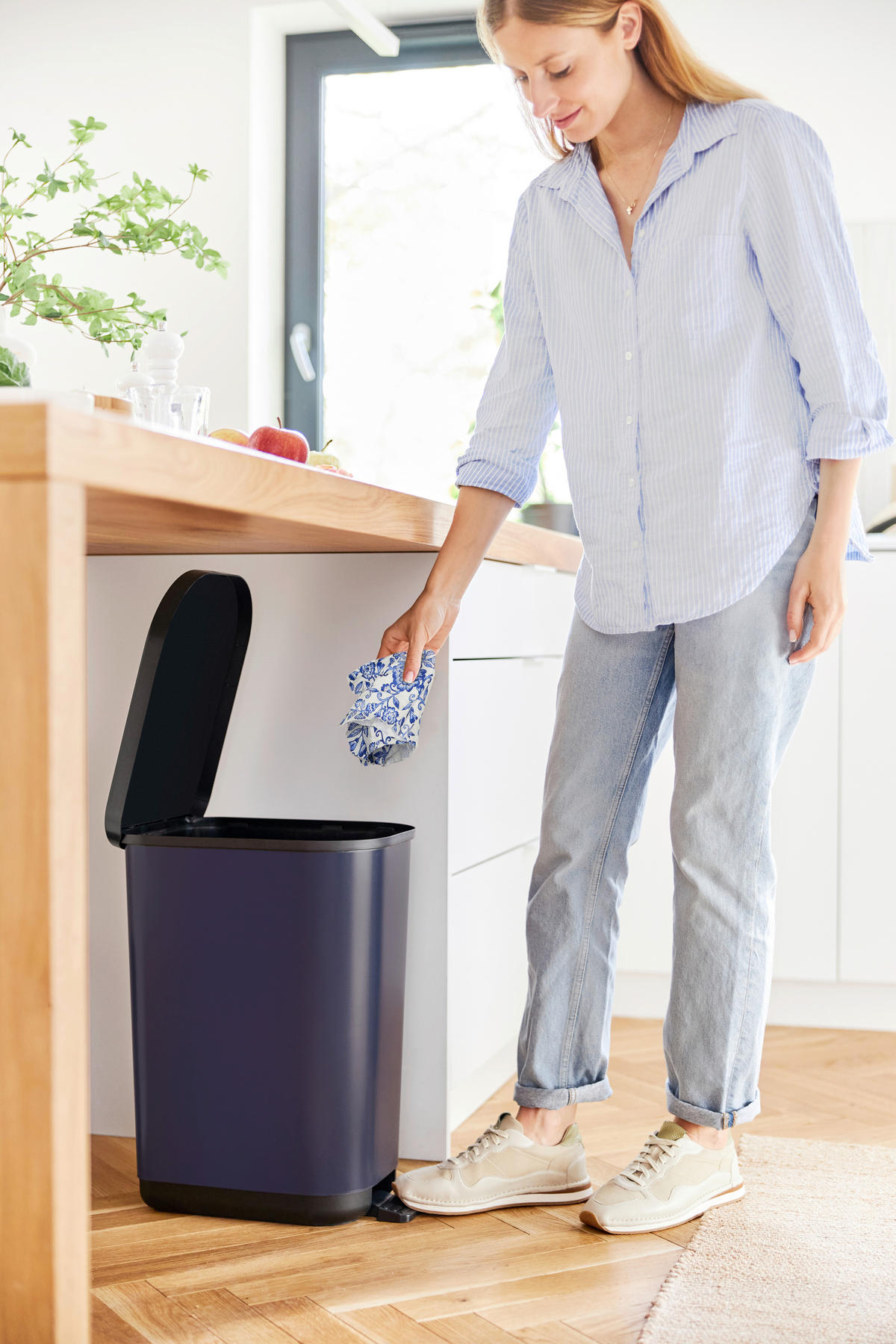 TRETEIMER Ribo 35 L  - Dunkelblau, KONVENTIONELL, Kunststoff (40/28,5/51,3cm) - Rotho