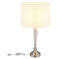 TISCHLEUCHTE 35/66 cm   - Klar/Weiß, KONVENTIONELL, Glas/Textil (35/66cm) - Globo