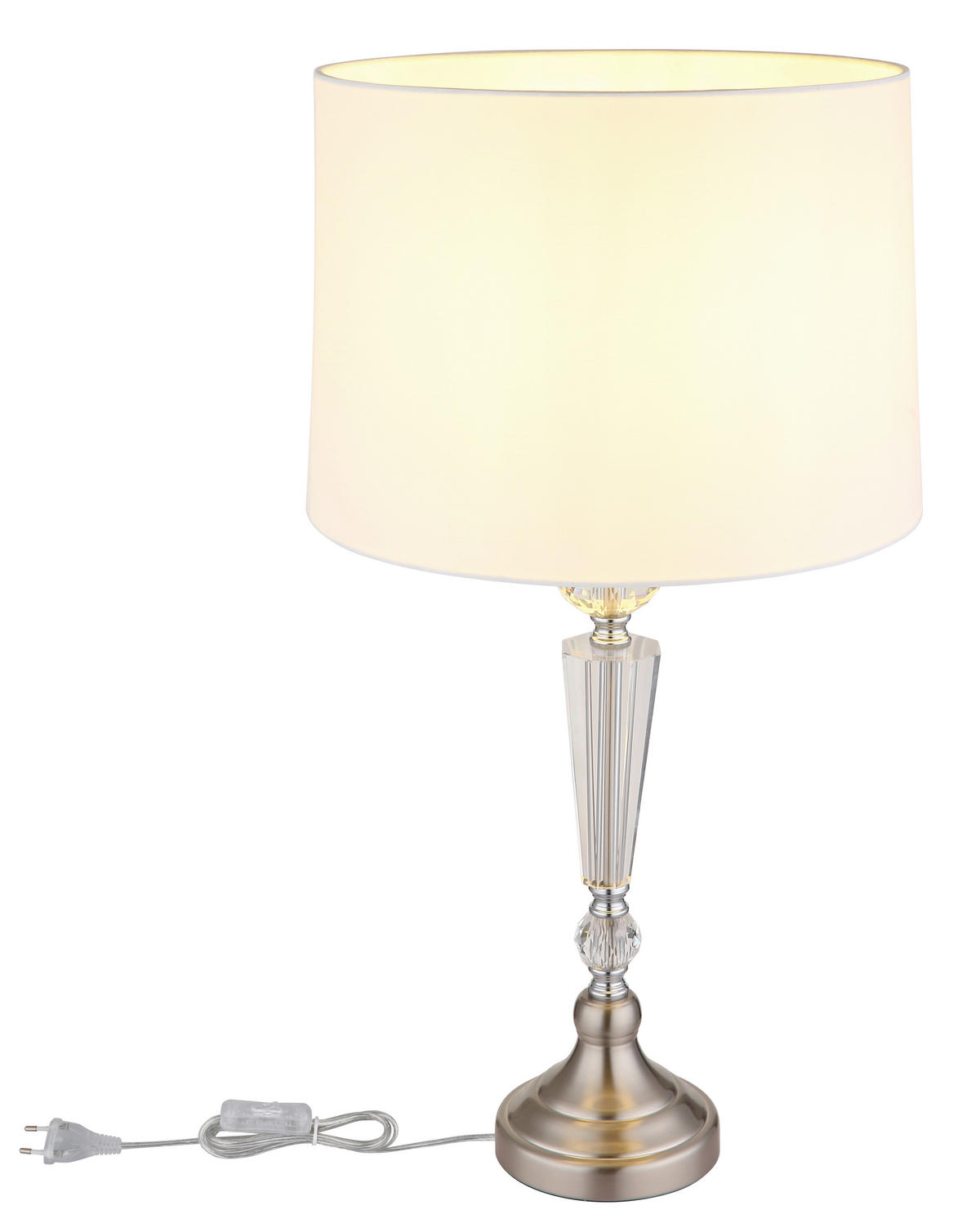 TISCHLEUCHTE 35/66 cm   - Klar/Weiß, KONVENTIONELL, Glas/Textil (35/66cm) - Globo