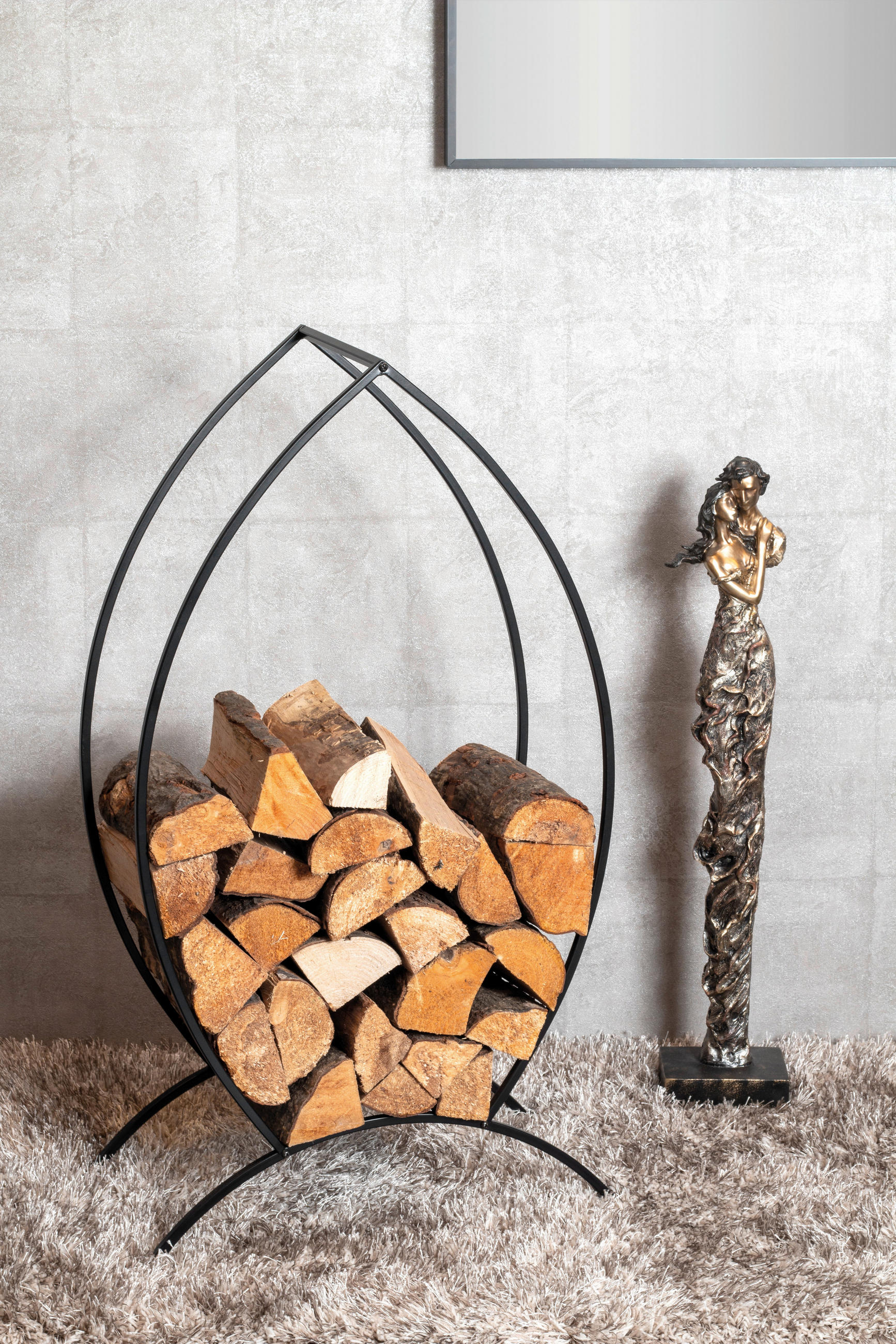 STOJALO ZA DRVA kovina  - črna, Basics, kovina (47/80/20cm) - Carryhome