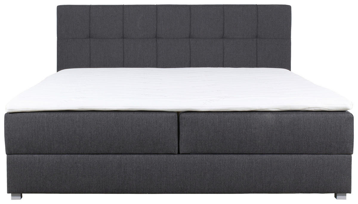 BOXBETT 180/200 cm  in Anthrazit  - Anthrazit/Silberfarben, Modern, Textil (180/200cm) - MID.YOU