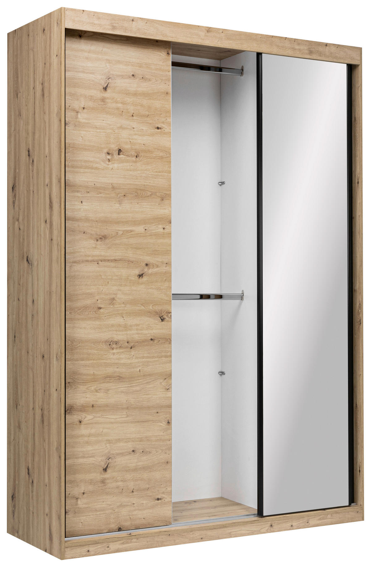 SCHIEBETÜRENSCHRANK 150/215/59,5 cm 3-türig  - Schwarz/Eiche Artisan, MODERN, Holzwerkstoff/Metall (150/215/59,5cm) - MID.YOU