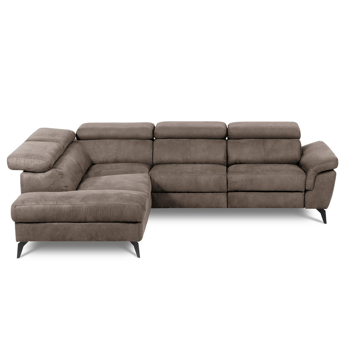 ECKSOFA SONO in Lederlook Braun Armteilverstellung, Kopfteilverstellung  210/265 cm  - Schwarz/Braun, Design, Textil/Metall (210/265cm) - Livetastic