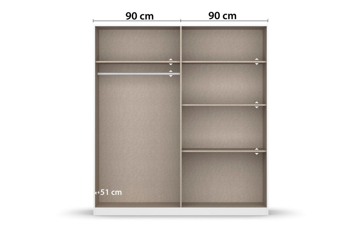 DREHTÜRENSCHRANK  in Eiche Artisan, Weiß Hochglanz  - Chromfarben/Weiß Hochglanz, MODERN, Holzwerkstoff/Kunststoff (181/197/54cm) - Rauch Möbel