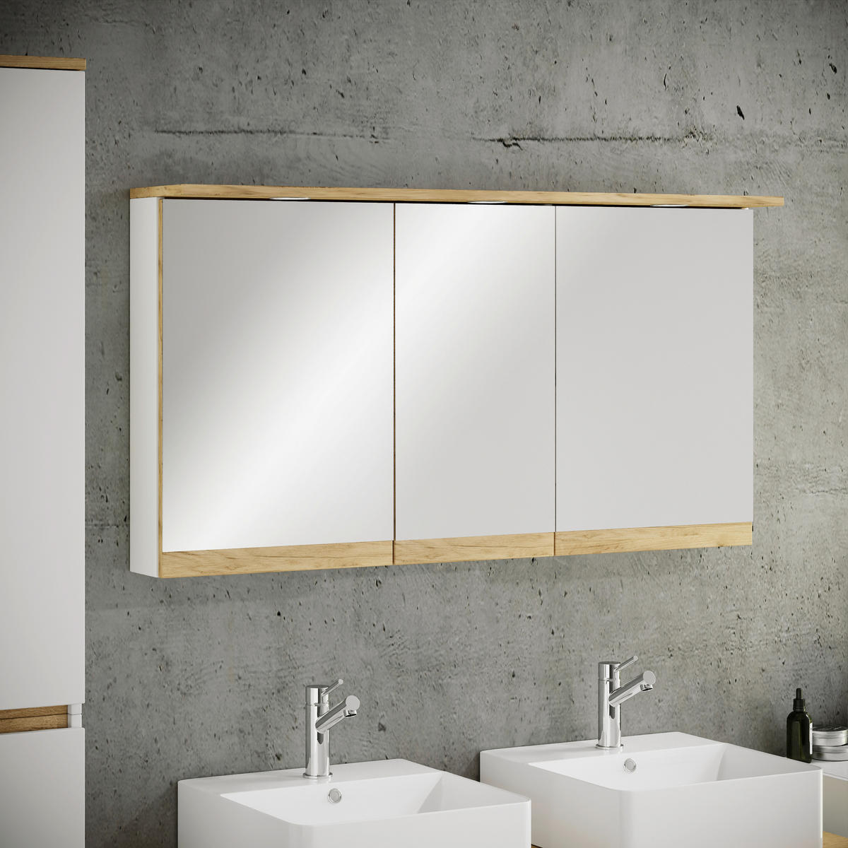 SPIEGELSCHRANK 110/59/23 cm  - Honigeiche/Weiß, Trend, Glas/Holzwerkstoff (110/59/23cm) - MID.YOU