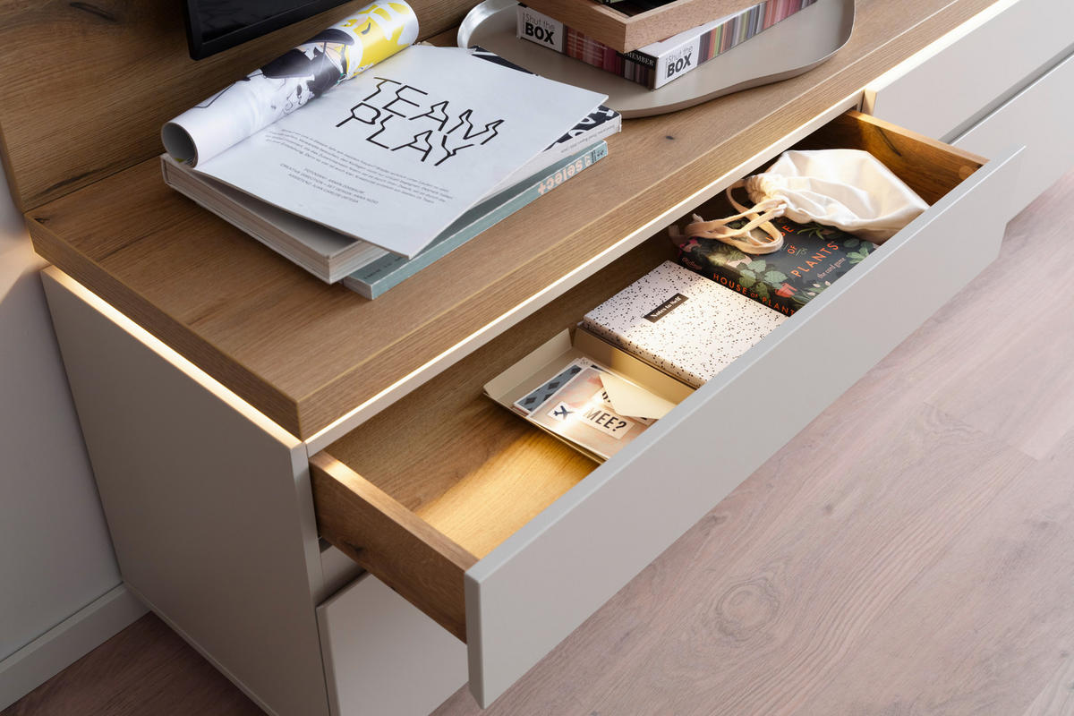 TV-ELEMENT - Kaschmir/Eichefarben, Design, Holzwerkstoff (180/58/40cm) - Livetastic