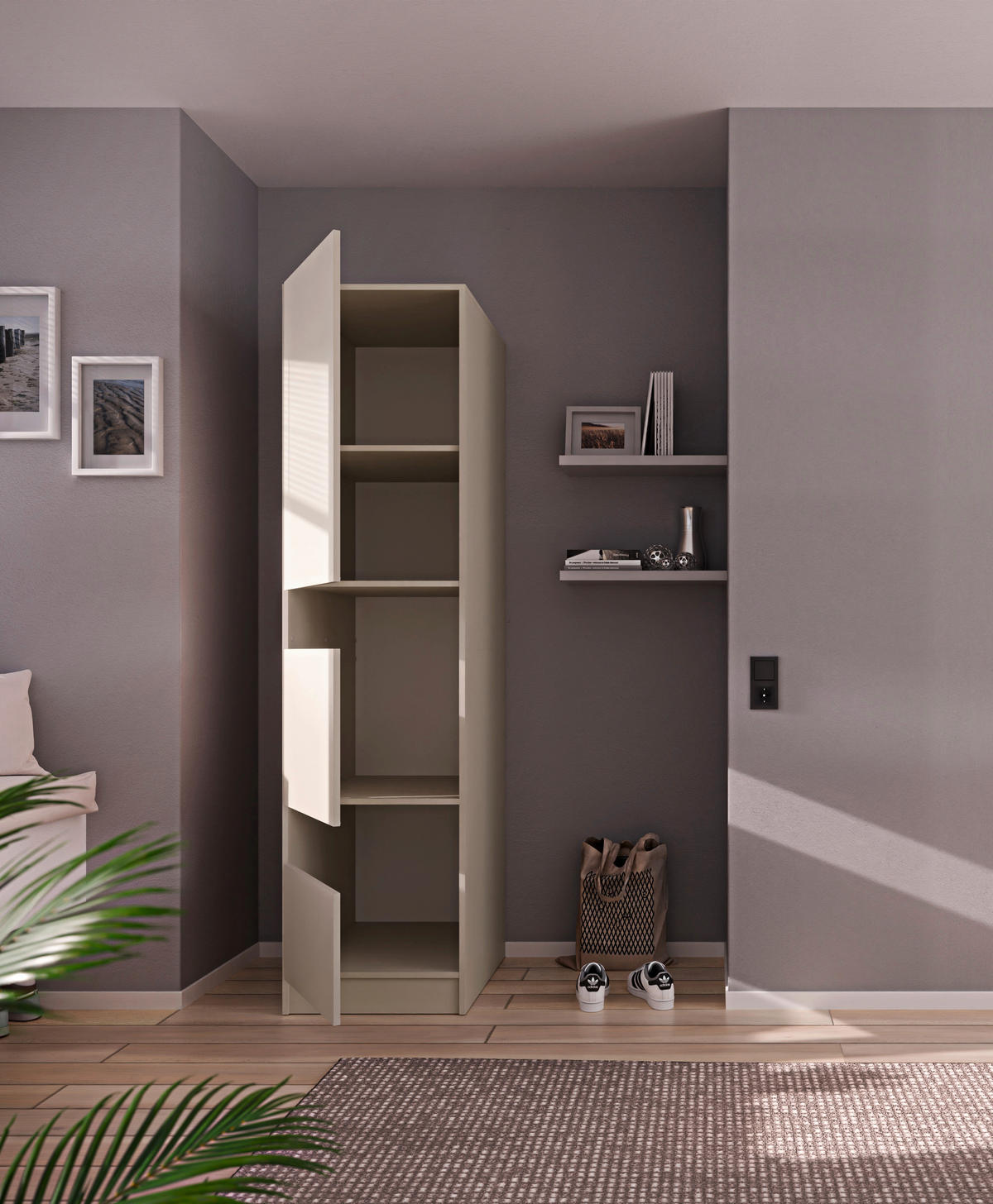 MEHRZWECKSCHRANK 50/200/68 cm  in Kaschmir  - Kaschmir/Schwarz, Design, Holzwerkstoff/Metall (50/200/68cm) - Milino