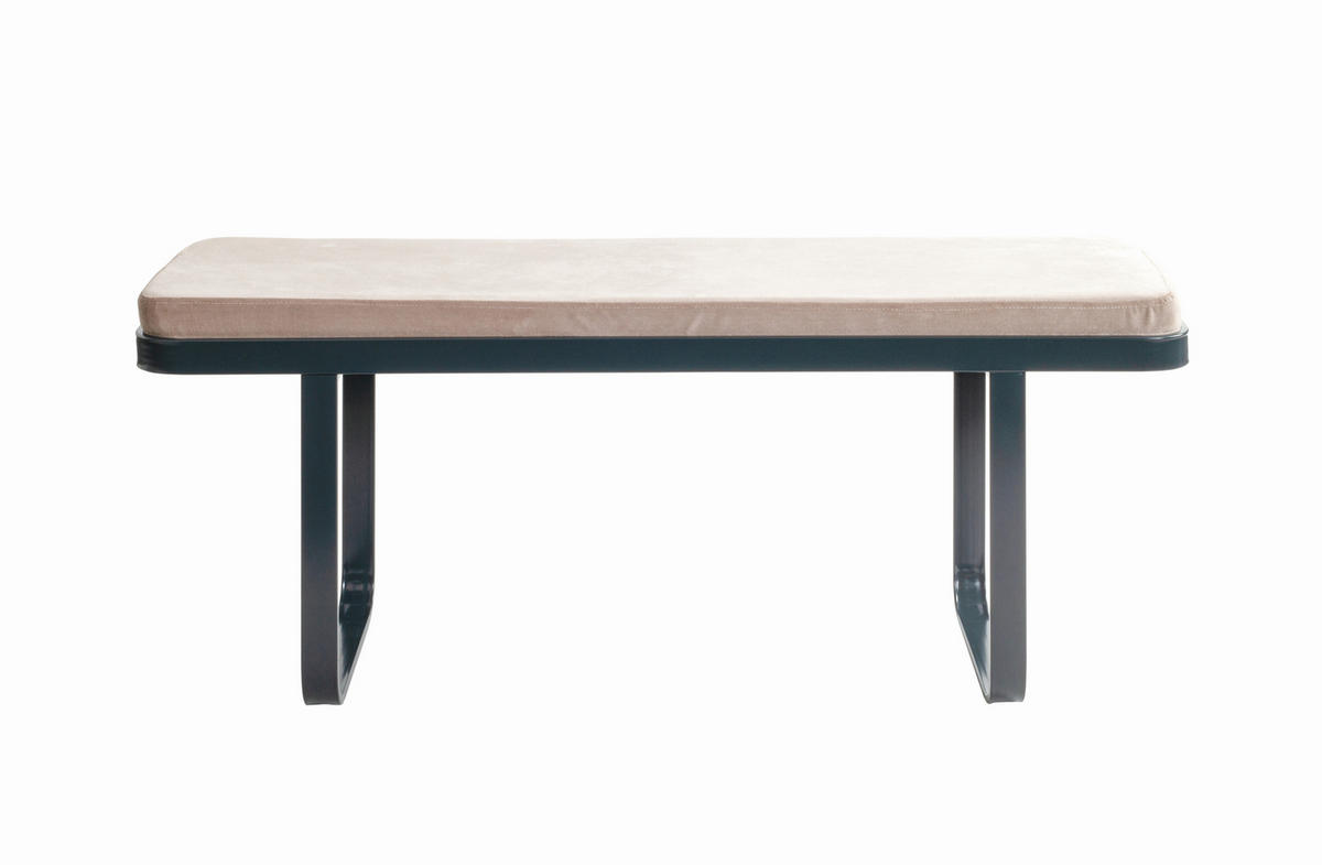 SITZBANK 115/48/36 cm Samt Anthrazit, Kaschmir  - Kaschmir/Anthrazit, KONVENTIONELL, Textil/Metall (115/48/36cm)