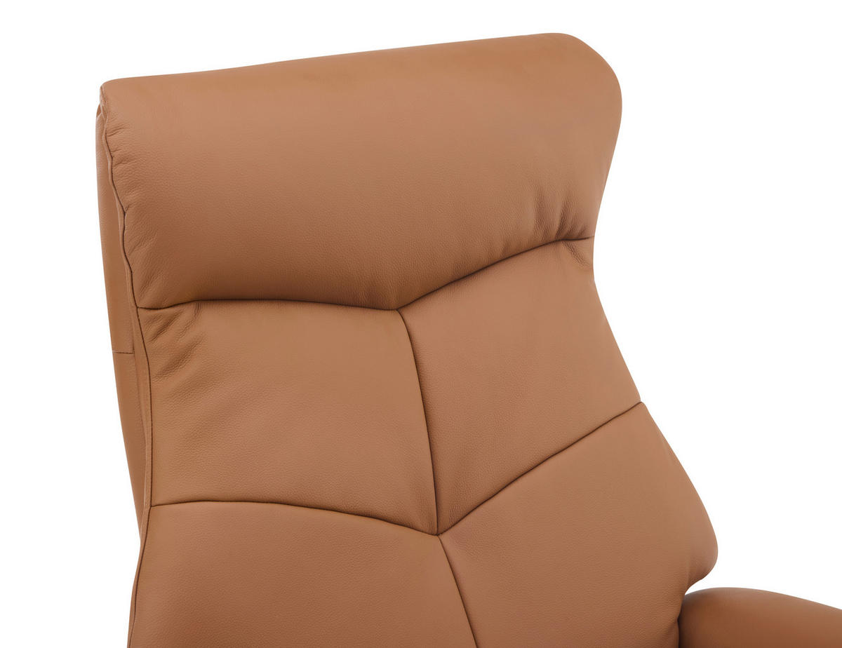 RELAXFÅTÖLJ SET i trä, textil, läder brun  - brun/svart, Design, metall/läder (78/111/81cm) - Livetastic