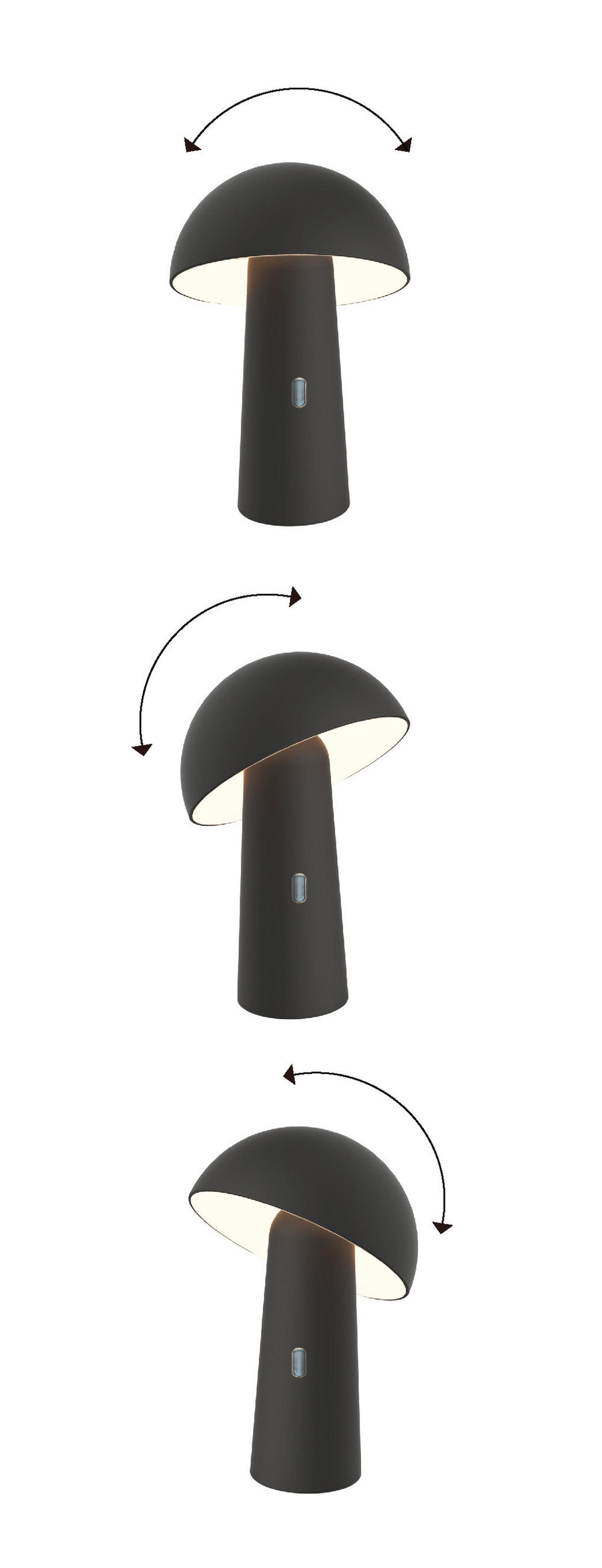 AKKU-TISCHLEUCHTE Shitake 16,5/25,5/16,5 cm   - Schwarz, Design, Kunststoff (16,5/25,5/16,5cm) - New Garden
