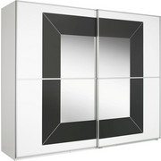 SCHWEBETÜRENSCHRANK in Grau, Weiß - Alufarben/Weiß, Design, Glas/Holzwerkstoff (270/223/69cm) - Cantus