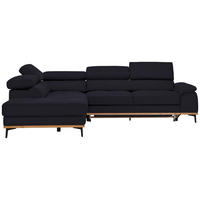 ECKSOFA Webstoff Schwarz  - Schwarz, Natur, Holz/Textil (226/282cm) - Novel
