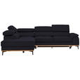 ECKSOFA  in Webstoff Schwarz Bettkasten, Schlaffunktion, Kopfteilverstellung  226/282 cm  - Schwarz, Natur, Holz/Textil (226/282cm) - Novel