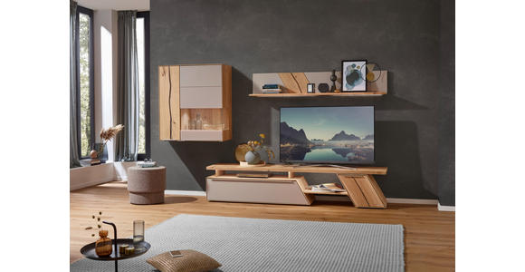 WOHNWAND  in Eichefarben, Hellbraun  304/190/54 cm  - Hellbraun/Edelstahlfarben, Natur, Glas/Holz (304/190/54cm) - Valnatura