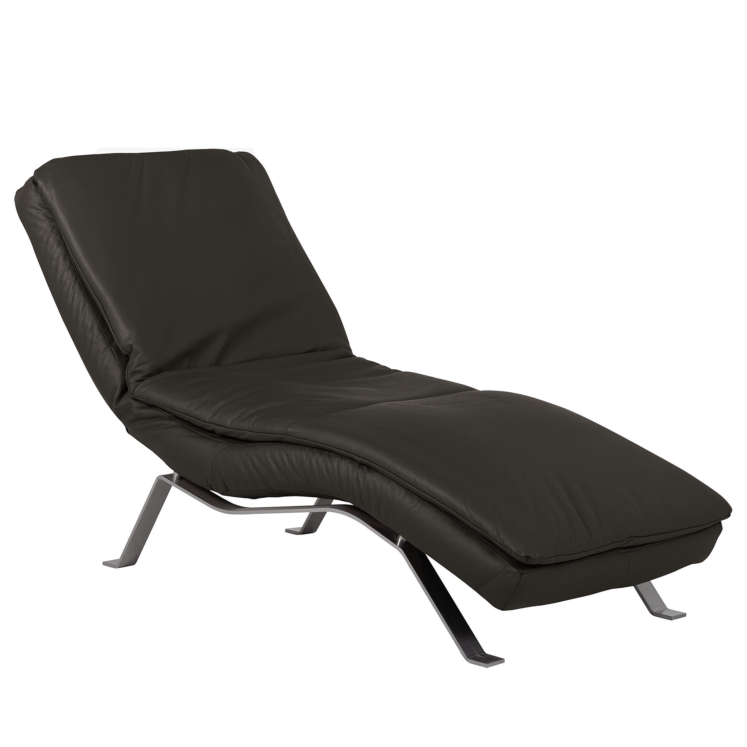 RELAXLIEGE in Echtleder Dunkelbraun  - Dunkelbraun/Silberfarben, Design, Leder/Metall (65/95/171cm) - Celina Home