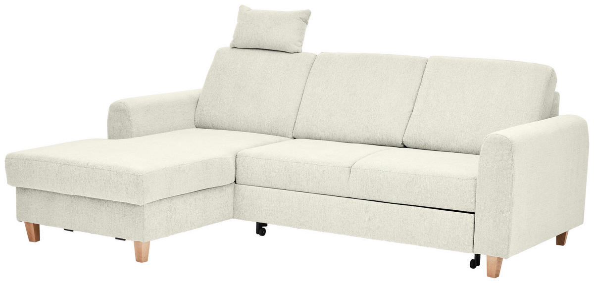 HÖRNSOFFA i flatväv cremefärgad  - bokfärgad/cremefärgad, Klassisk, trä/textil (166/241cm) - MID.YOU