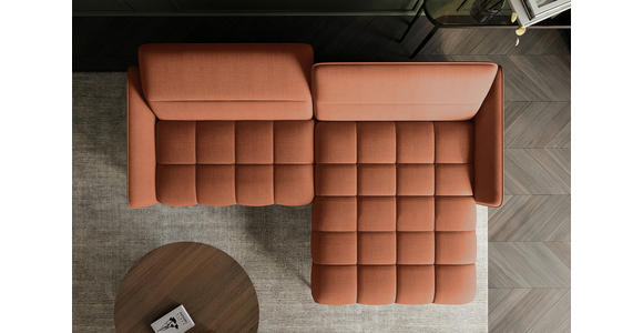 ECKSOFA Rostfarben Flachgewebe Rücken echt, Kopfteilverstellung, Sitztiefenverstellung  - Rostfarben/Schwarz, KONVENTIONELL, Textil/Metall (272/175cm) - Carryhome