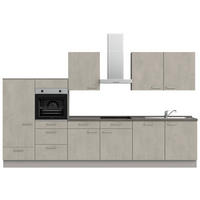 KÜCHENBLOCK 360 cm   in Grau, Schieferfarben  - Schieferfarben/Edelstahlfarben, MODERN, Holzwerkstoff/Metall (360cm) - Nobilia