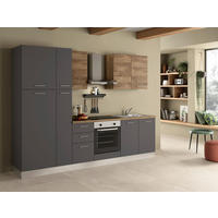 KÜCHENBLOCK 285 cm   in Grau, Walnussfarben  - Walnussfarben/Alufarben, LIFESTYLE, Holzwerkstoff/Kunststoff (285cm) - MID.YOU