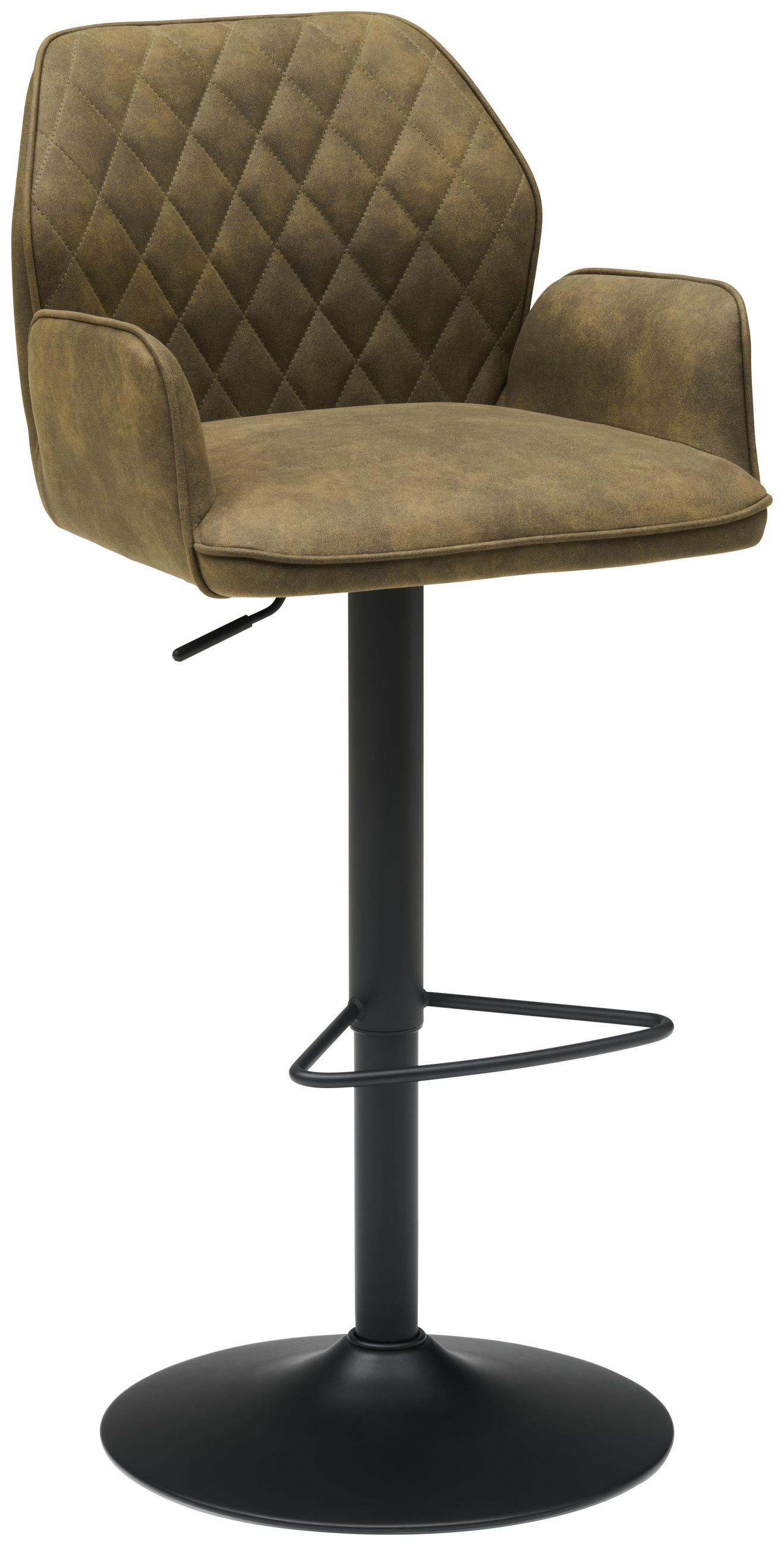 Barhocker höhenverstellbar in Metall, Textil Grün, Schwarz  - Schwarz/Grün, KONVENTIONELL, Textil/Metall (51/90-111/52cm) - MID.YOU