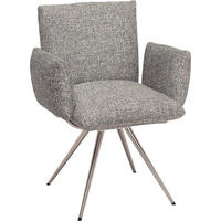 ARMLEHNSTUHL  in Stahl Webstoff  - Edelstahlfarben/Grau, Natur, Textil/Metall (72/90/65cm) - Venjakob