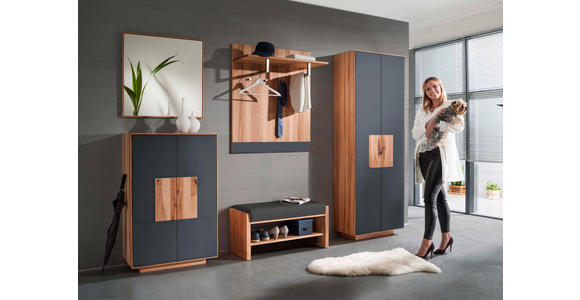 GARDEROBENSCHRANK  in 72/198/37 cm  - Anthrazit/Buchefarben, MODERN, Glas/Holz (72/198/37cm) - Linea Natura