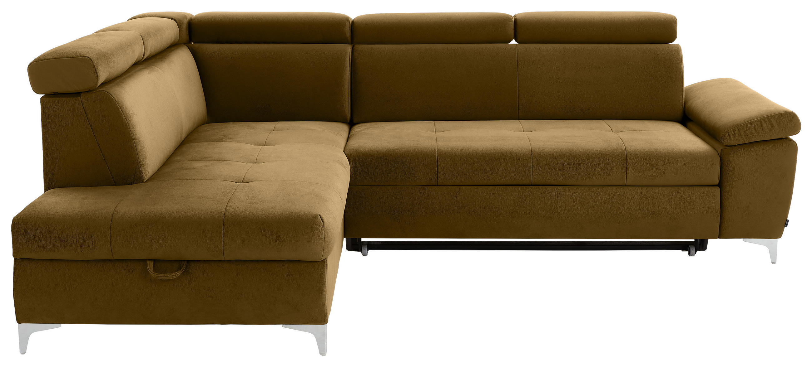 ECKSOFA Gelb, Braun Samt  - Chromfarben/Gelb, KONVENTIONELL, Textil/Metall (206/271cm) - Carryhome