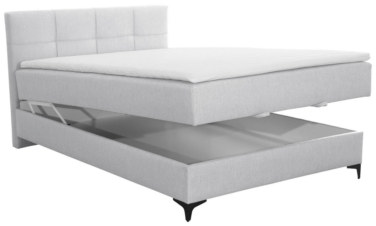 POLSTERBETT Bettkasten, Topper 140/200 cm  in Hellgrau  - Hellgrau/Schwarz, KONVENTIONELL, Textil/Metall (140/200cm) - MID.YOU