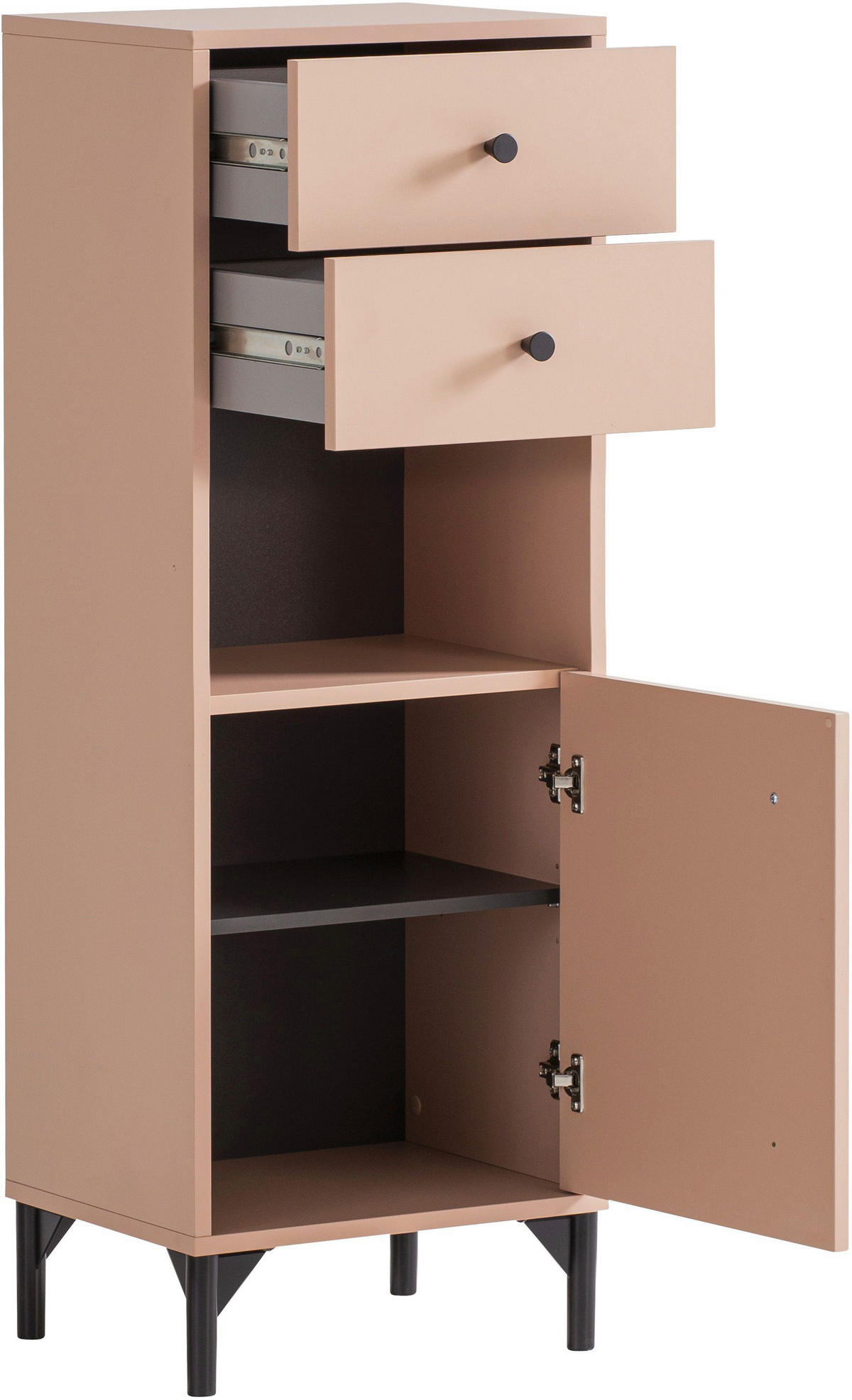 MIDISCHRANK 40,3/114,5/33,1 cm  - Schwarz/Altrosa, KONVENTIONELL, Holzwerkstoff/Kunststoff (40,3/114,5/33,1cm) - Stylife