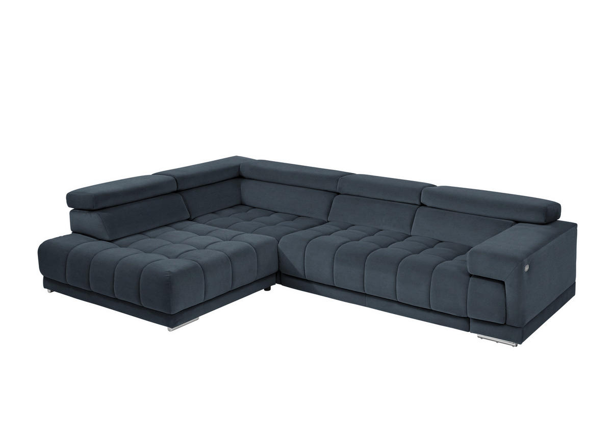 ECKSOFA in Mikrofaser Blaugrau  222/326 cm  - Chromfarben/Blaugrau, Design, Textil/Metall (222/326cm) - Beldomo Speed