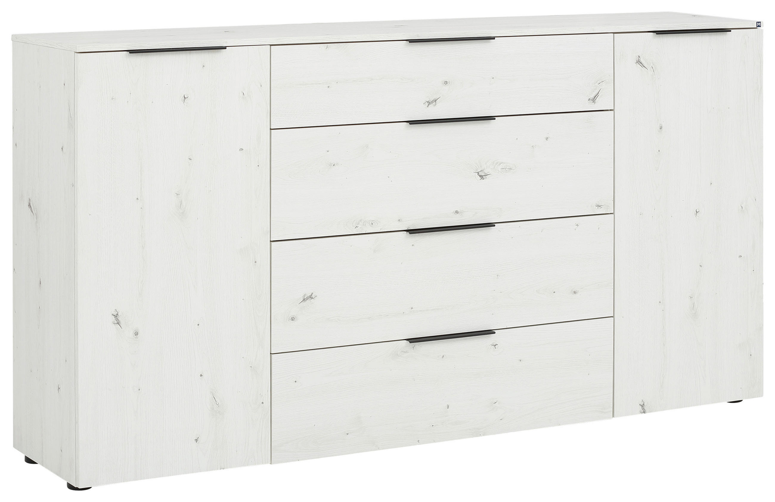 SIDEBOARD Weiß Einlegeböden - Schwarz/Weiß, Basics, Holzwerkstoff/Kunststoff (180,4/99,8/40cm)