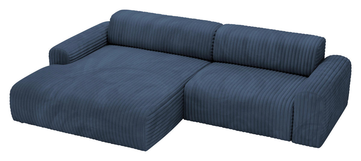 ECKSOFA Dunkelblau Cord  - Schwarz/Dunkelblau, Design, Kunststoff/Textil (178/292cm) - home24
