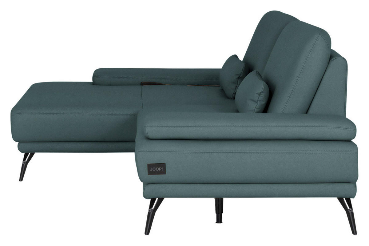ECKSOFA Echtleder Graublau  - Graublau/Schwarz, Konventionell, Leder/Metall (180/301cm) - Joop!