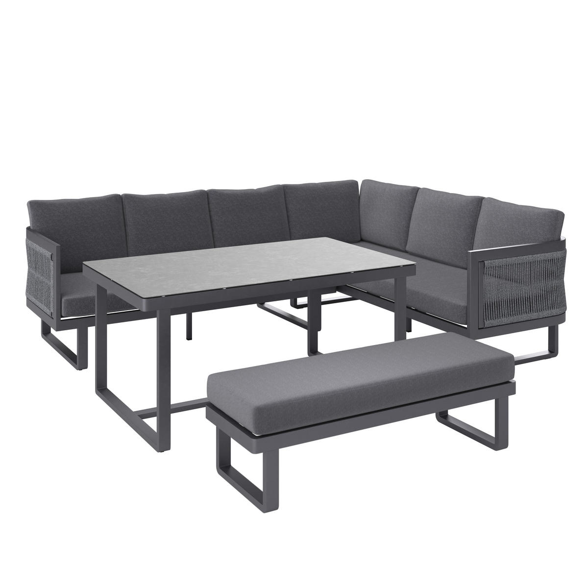 SET MOBILIER DE GRĂDINĂ 14 piese  - antracit, Modern, plastic/sticlă (240/190cm) - Ambia Garden